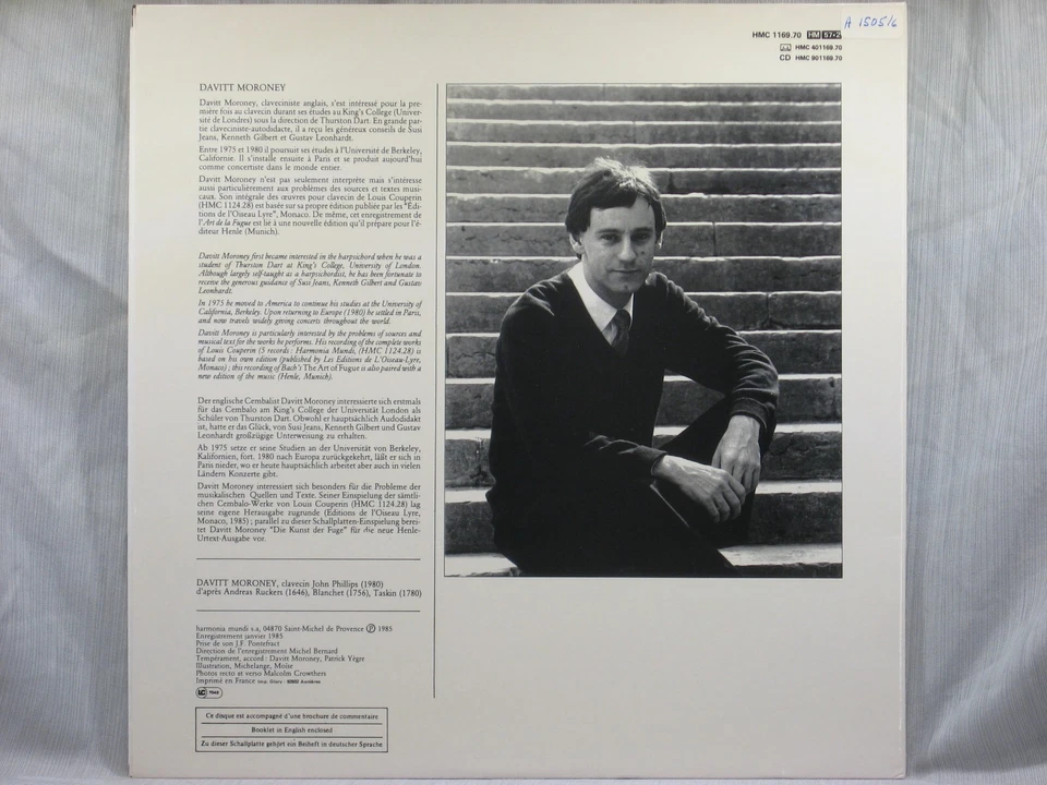 Bach - Die Kunst der Fuge - Davitt Moroney - 2LP Harmonia Mundi HMC 1169.70 - Image 3 of 4