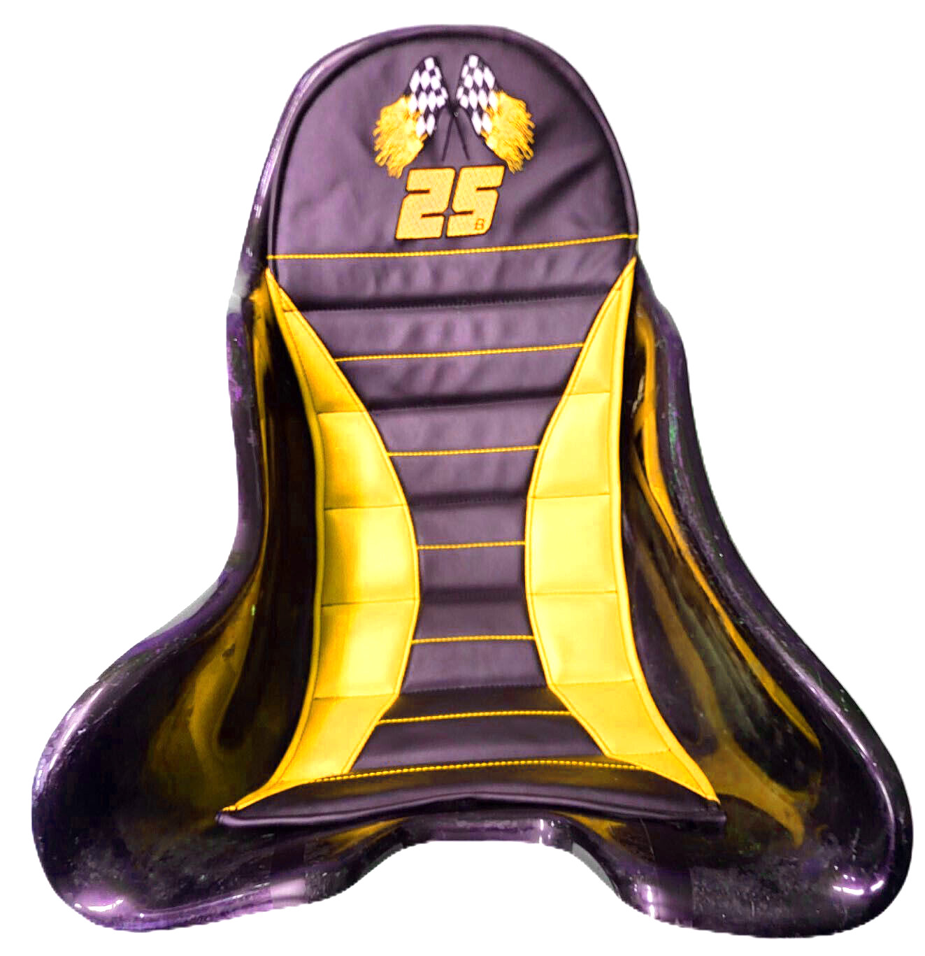 RACE KART CHAMP KART SEAT PAD WITH YOUR RACE NUMBER SIZE SMALL YELLOW/BLACK