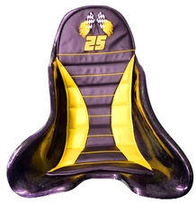 RACE KART CHAMP KART SEAT PAD WITH YOUR RACE NUMBER SIZE LARGE YELLOW/BLACK