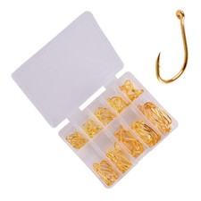 100 Carbon Angelhaken Set Öhrhaken Allroundhaken schwarz, silber, gold Box 3-12