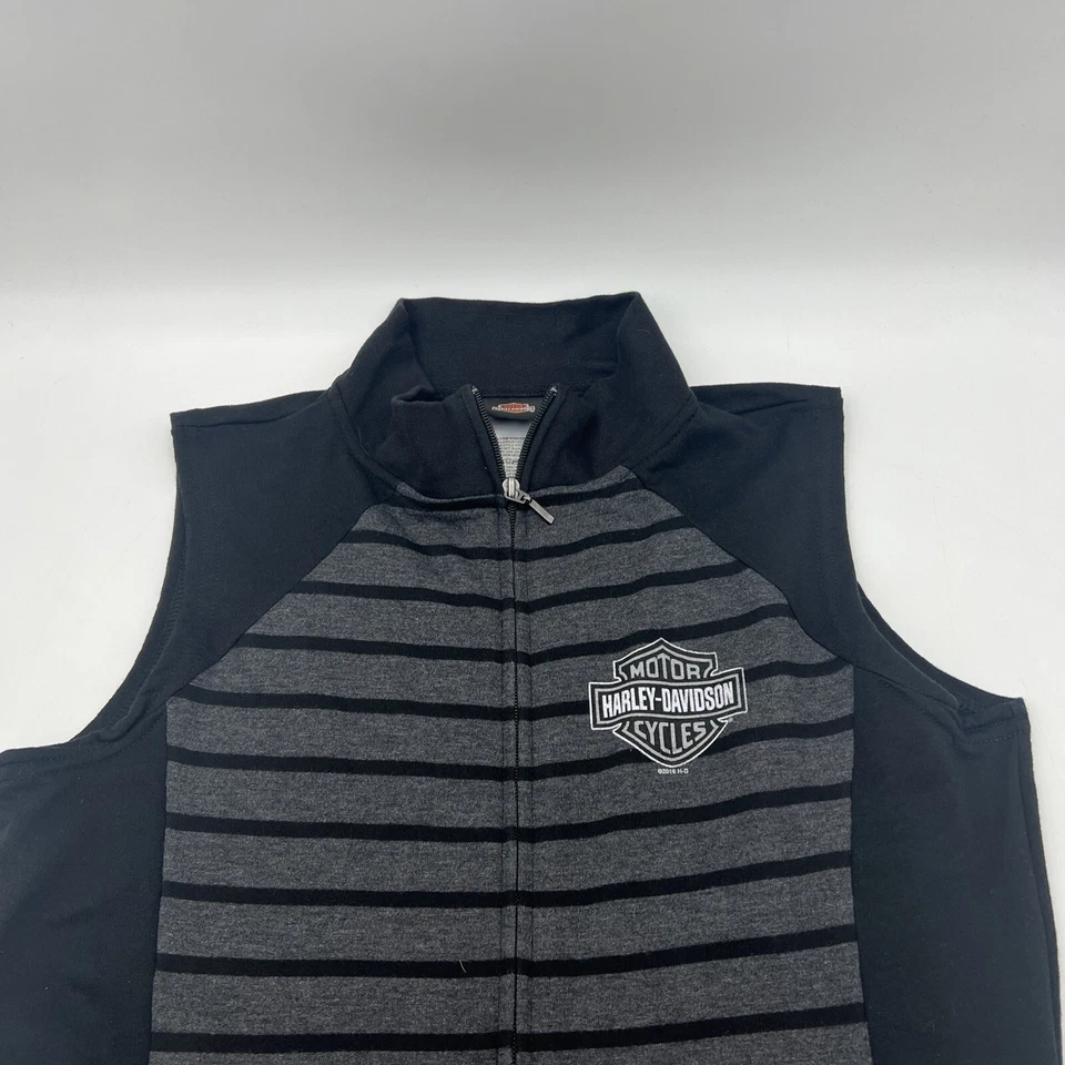 CHALECO TOAD SUCK HARLEY DAVIDSON CONWAY, AR NEGRO GRIS CREMALLERA COMPLETA MUJER TALLA M - LN Foto 2 de 4