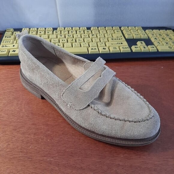 NEW ! Kelsi Dagger Brooklyn Lens Penny Loafer Almond Suede  display picture 2
