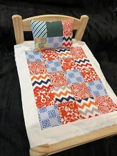 Cute Modern Doll Quilt ~ Made For American Girl Other 18” Polly’s Rox Bedding