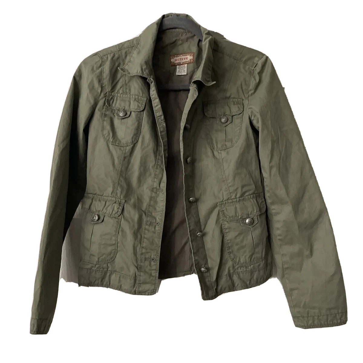 Active Junior Womens Military Jacket Size Small Button Up Pockets Green  Lined | eBay