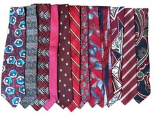 Neck Ties Lot of 12 Ties Various Patterns Red Color Theme For Wear or Projects