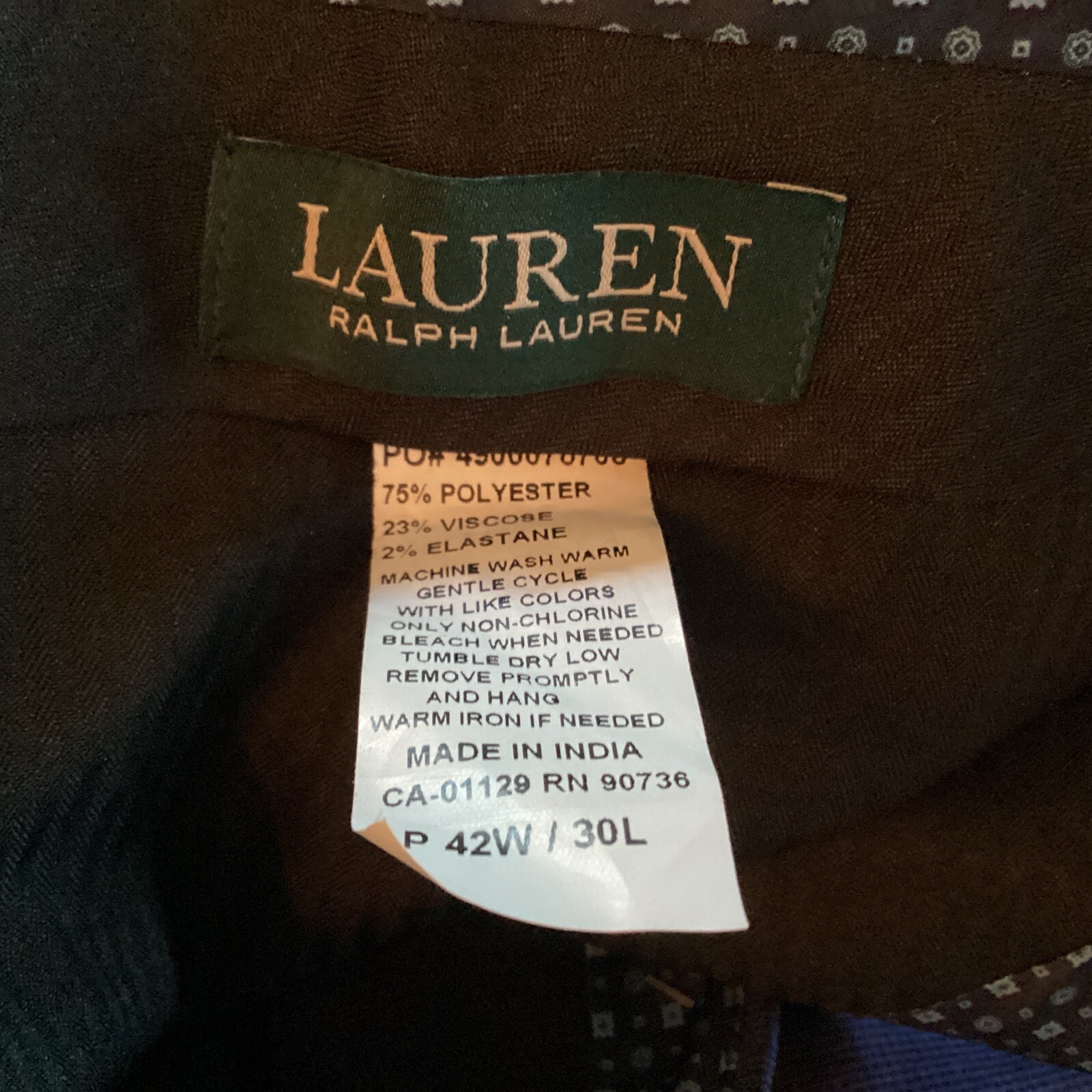 Lauren By Ralph Lauren Micro Plaid Dress Size 42x30 Classic Fit Blue Flat Front thumbnail 8
