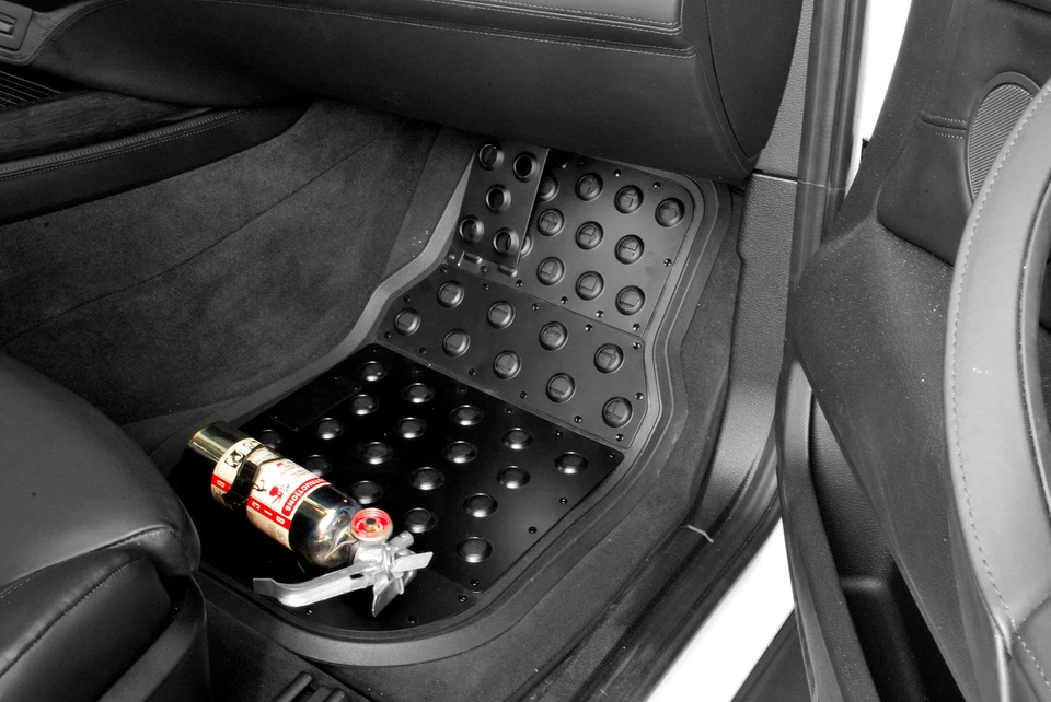 2X BLACK POWDER COATED DIMPLE DESIGN ALUMINUM FLOOR MAT FOR BUICK CADILLAC CHEVY - Image 4 of 4