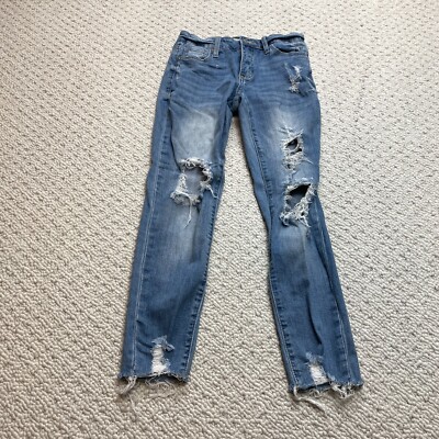 Hammer Jeans Juniors 3 Distressed Ripped Denim Medium Wash 25x25 Skinny Teens