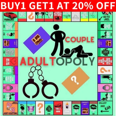 Couple Adult Opoly Board Game Date Night Creative Conversations Monopoly card UK