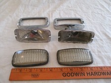 Vtg Volkswagen Porsche Hella 100927 Back Up Light Lens Bezels Chrome Housings.