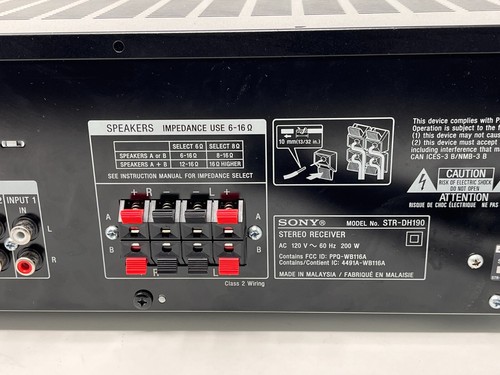 SONY STR-DH190 Stereo Receiver with Phono Input and Bluetooth w/Remote & Manual - Picture 16 of 19
