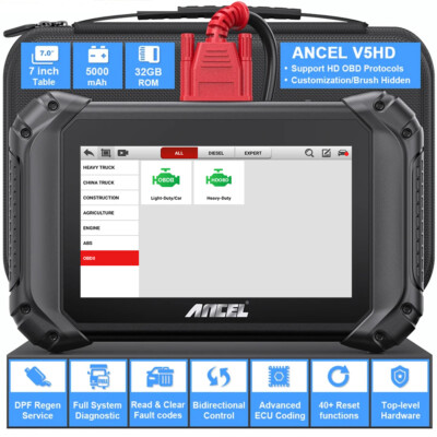 ANCEL V5 HD Heavy Duty Truck Diagnostic Bi-Directional Full Systems OBD2 Scanner