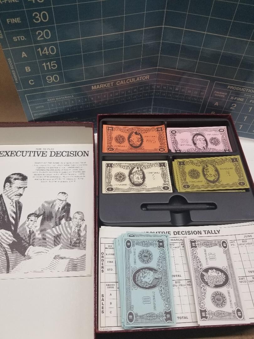 VINTAGE Executive Decision Bookshelf Game COMPLETE 3M 1971