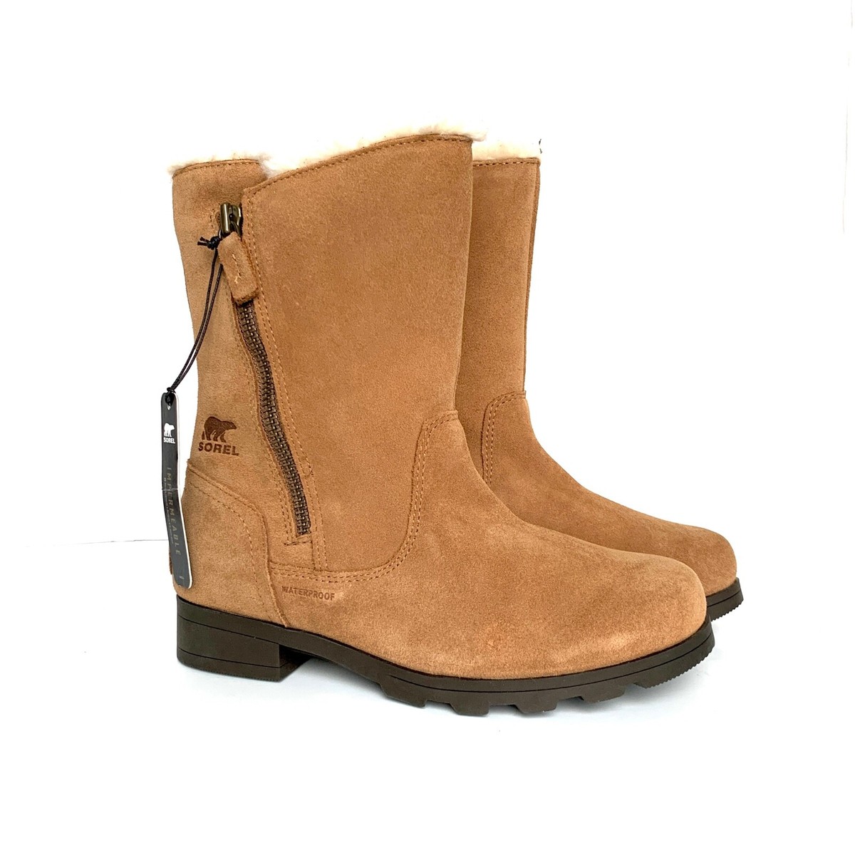 Sorel Emelie Fold-Over Boots Kids Youth Sz Waterproof Sherpa