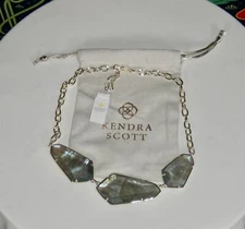 Kendra Scott Necklace Violet Gold Plated Chunky Mother Of Pearl Chain Nwt