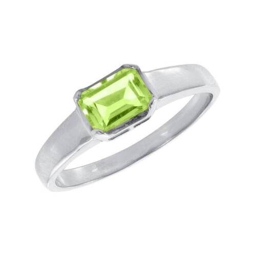 0.64 Ct Peridot Bezel Ring 10k Solid Yellow Gold - Picture 2 of 3