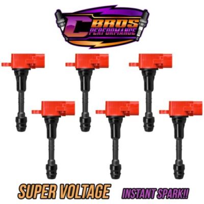 For Infiniti Nissan QX4 Xterra 4.0L V6 6pc Red CBros High Voltage Ignition Coil