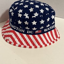 American Flag Unisex Bucket Hat Patriotic Stars Stripes USA Washington DC Cap