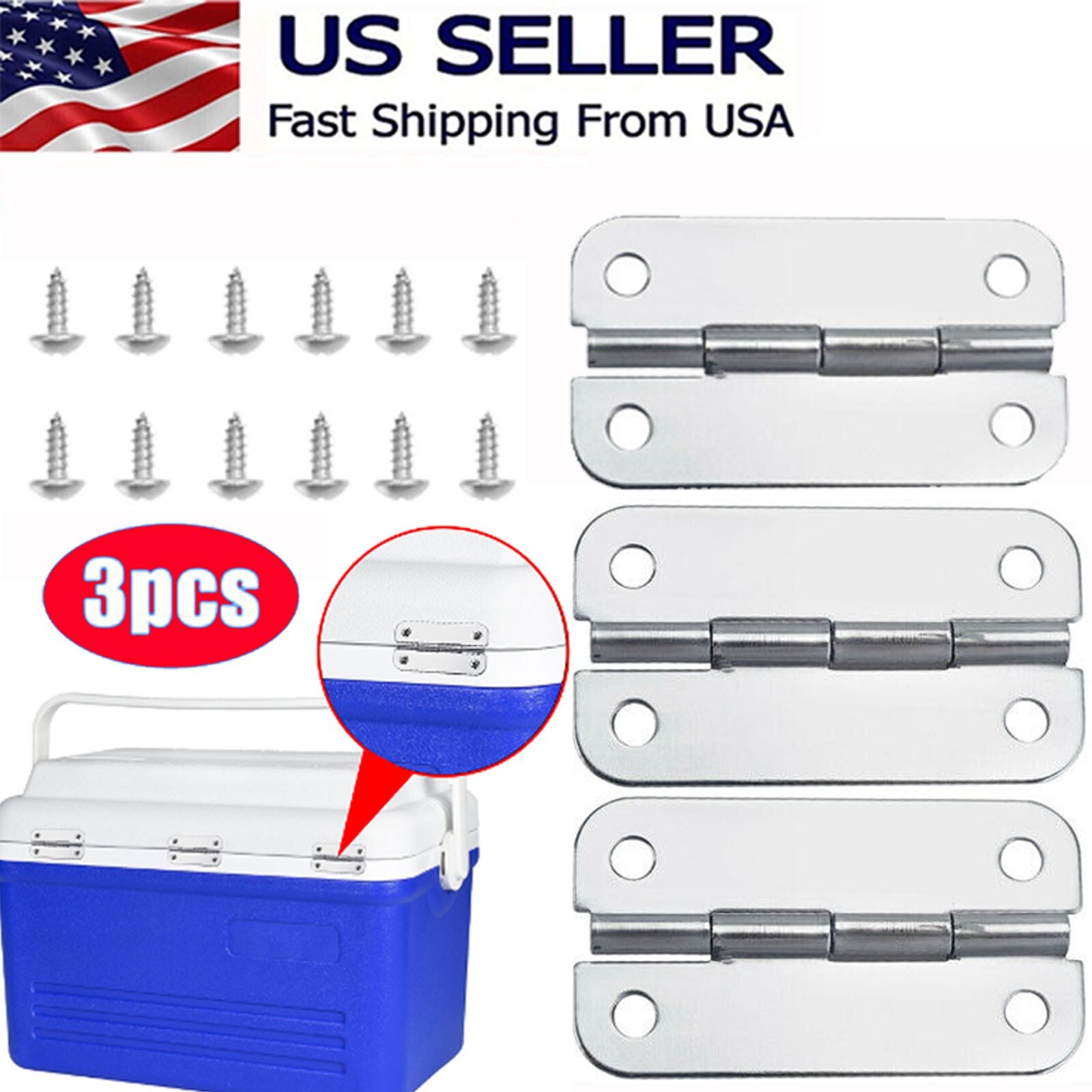 3PCS Cooler Hinges & Screws Stainless Steel Replacements For Igloo Cooler Parts eBay