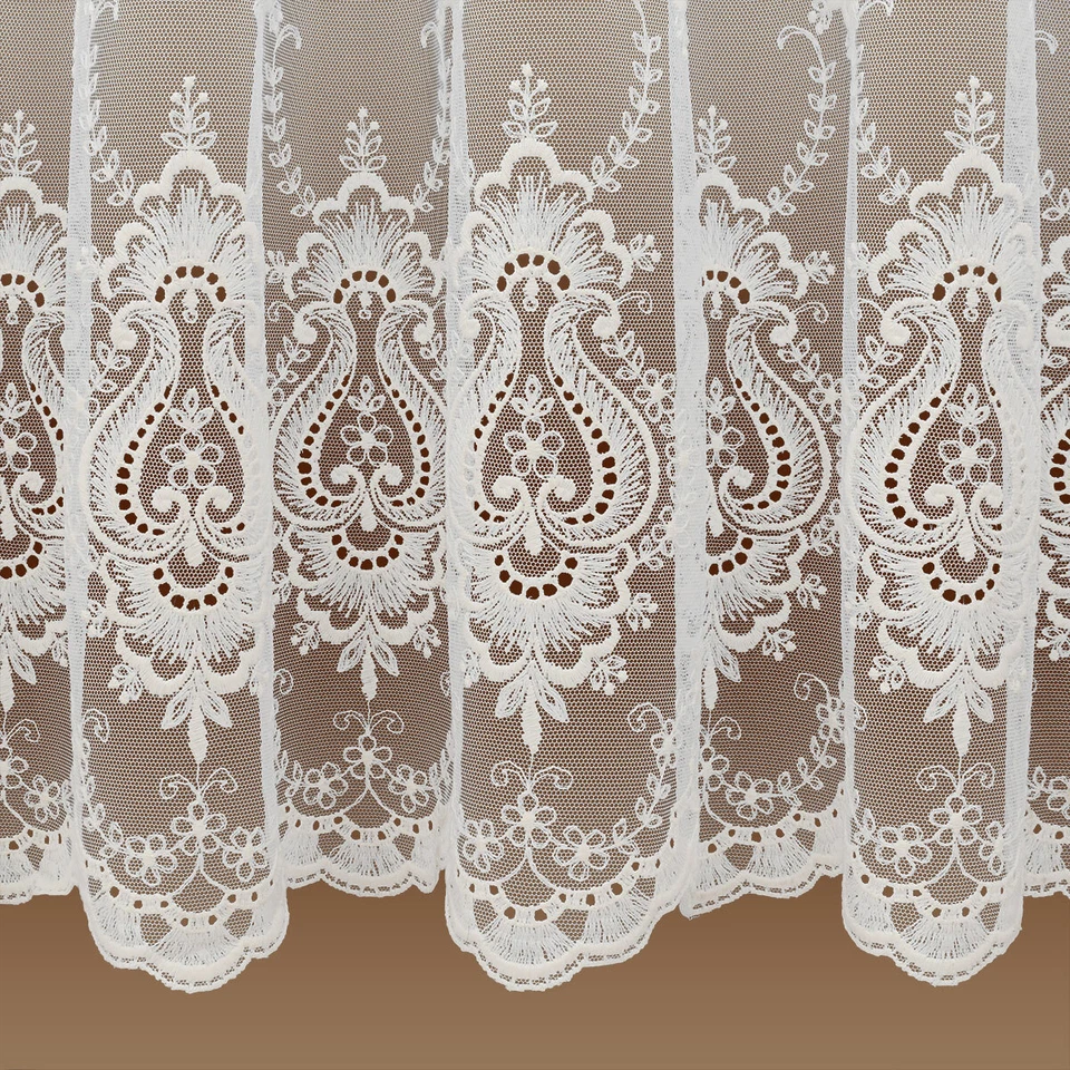 Edler Florentiner-Store Celia Ecru mit hochwertiger Florentiner Tüllstickerei - Bild 3 von 4