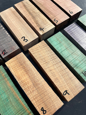 CURLY FLAME SYCAMORE Messergriff / Schuppen / Tranchierblock STABILISIERT