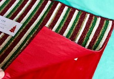 CHRISTMAS GLASS BEADED CENTERPIECE 13"X36" TABLE RUNNER RED GREEN GOLD WHITE NEW