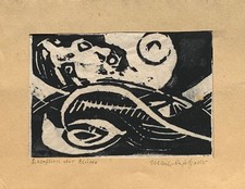 Linocut Ursula Rafetzeder-Lach Lullaby Of The Flower 1957