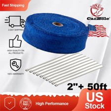 1X Blue Roll x 2" 50FT Exhaust Wrap Manifold Header Fiberglass Heat Wrap Tapes