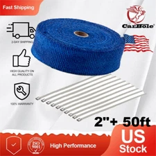 1X Blue Roll x 2" 50FT Exhaust Wrap Manifold Header Fiberglass Heat Wrap Tapes