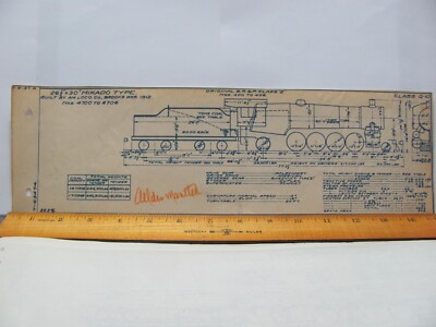 BALTIMORE & OHIO RAILROAD ORIG BLUEPRINT DATA DIAGRAM Q-10 LOCOMOTIVES 4700-4706