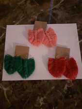 Macrame feather boho earrings,statement earrings,fringe earrings,Dangle Earrings