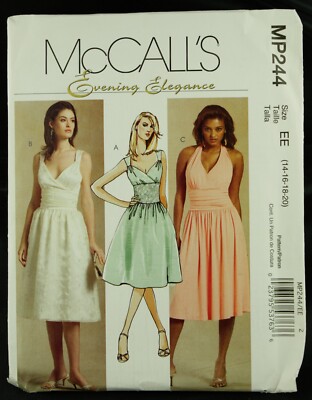 McCalls Sewing Pattern MP244/M5319 Evening Lined Halter Dress Sz 14-20 EE  UNCUT | eBay