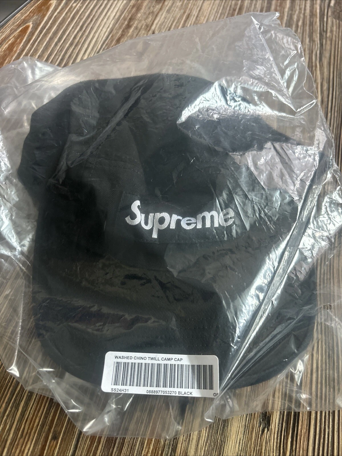 CASQUETTE DE CAMP EN SERGÉ CHINO LAVÉ SUPRÊME NOIRE OS SS24 SEMAINE 16 (AUTHENTIQUE) NEUVE