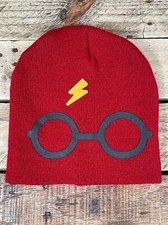Harry Potter Beanie Hat Red Youth One Size Knit Gryffindor Glasses Stocking Cap