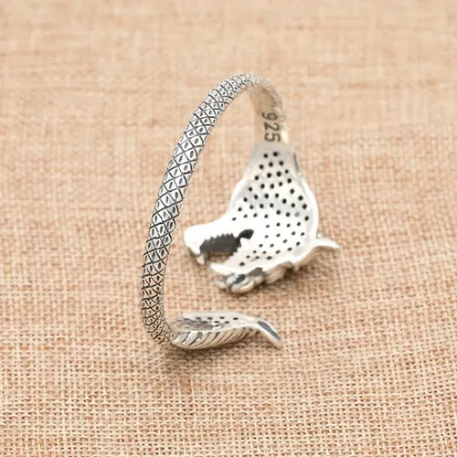 Echt massiv 925 Sterling Silber Armreif Armband Drache offen Armreif Modeschmuck - Bild 6 von 8