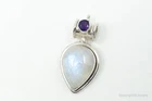 Grand pendentif vintage Supreme Jewelers Améthyste pierre de lune argent sterling