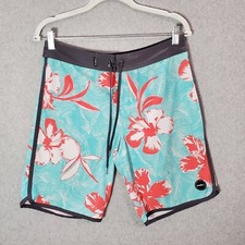 O'Neill Men Swimwear 30 Blue Floral Board Shorts Hawaiian Drawstring 9" Inseam