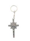 Vintage Crucifixion Jesus Cross Religious God Silver Tone Keyring Keychain — photo 1
