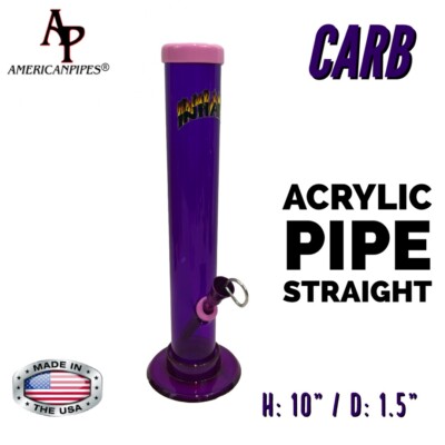 INHALE ️ 1.5X10'' STRAIGHT ACRYLIC HOOKAH WATER PIPE WITH CARB  MADE IN THE USA