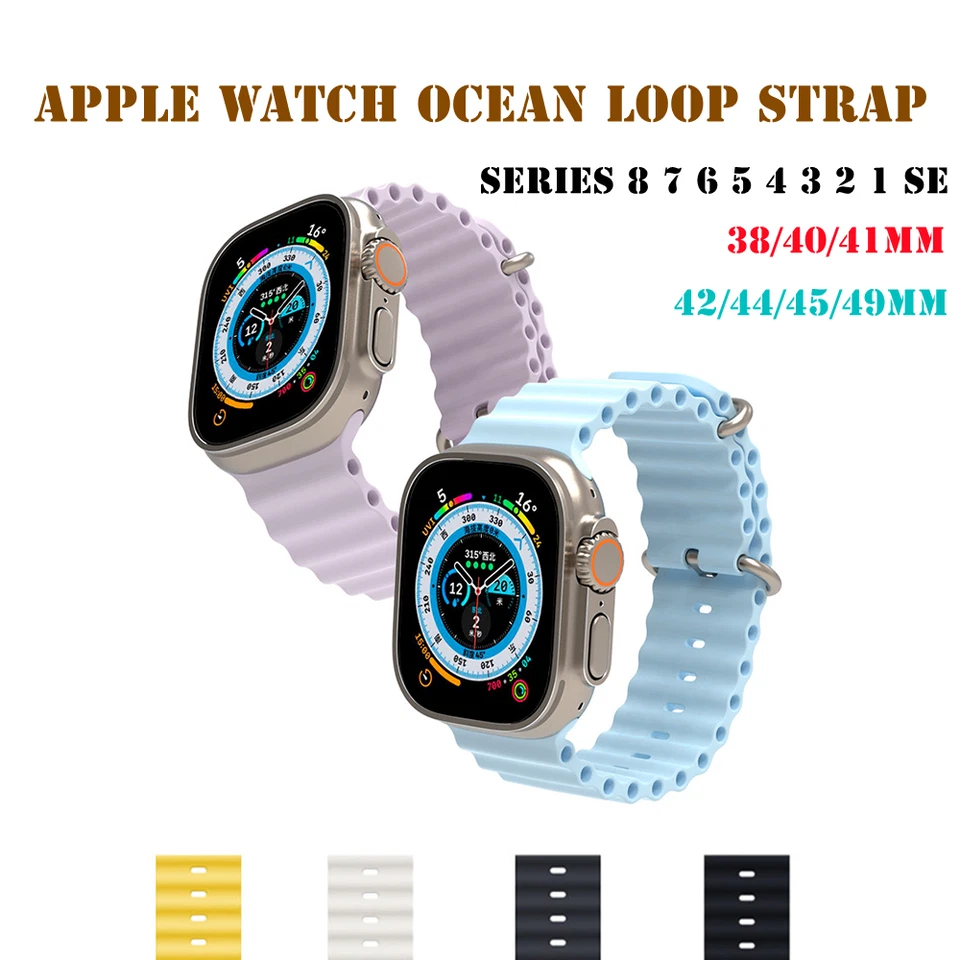 Correa de silicona Ocean Loop para Apple Watch 11 10 9 8 Ultra SE 6 7 38-49 mm Foto 2 de 4