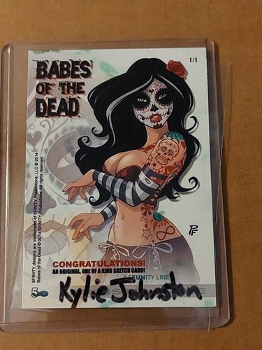 2014 5finity Babes of the Dead Sketch card by Kylie Johnston 1 of 6 Rare Artist! - Picture 2 of 3