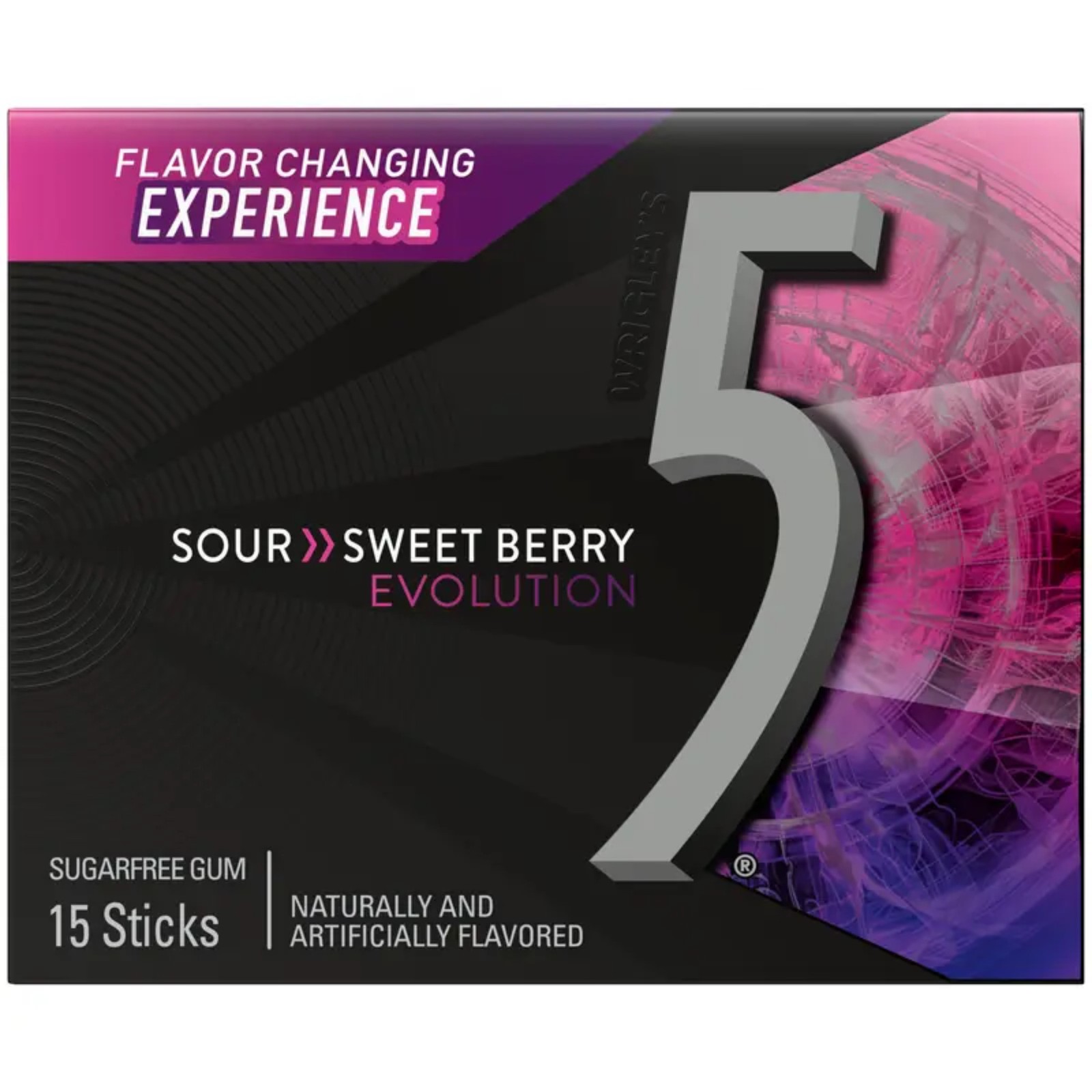 5x Packs Wrigleys 5 Gum Extra Sour Sweet Berry 15 Sticks Pack Sugar Free 4090₽