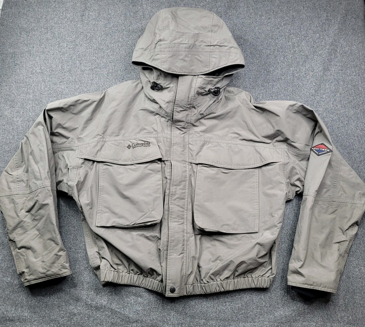 Vtg Columbia Mens Wading Fly Fishing SST Shell Jacket Hooded Coat 