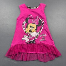 Disney Minnie Mouse Dress Girls 6X Pink Tulle Ruffle Wild at Heart Glitter Kids