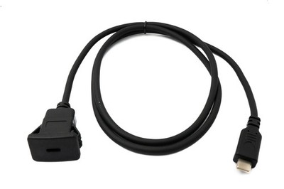 SYSTEM-S USB 3.1 Kabel 100 cm Typ C Stecker zu Buchse Panel Mount 5 Gbit/s in