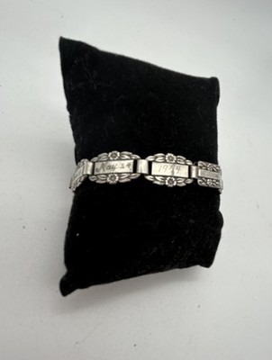 1944 WWII Sterling Silver FORGET ME NOT~ENGRAVED 9 Links +