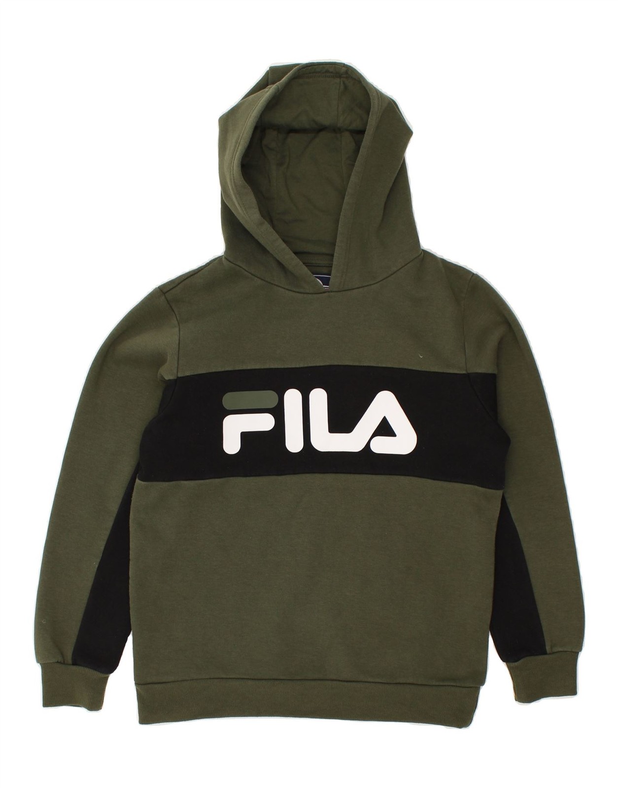 Felpa con cappuccio FILA ragazzo grafica 13 14 anni verde colorblock poliestere BF82