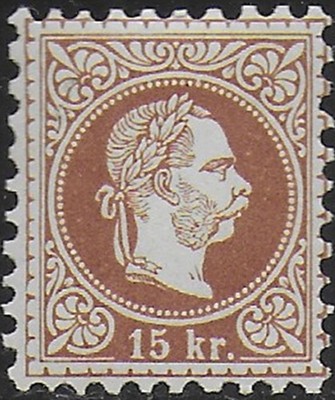 1867 Österreich Franz Joseph 15Kr. brauner Rohdruck postfrisch Unificato Nr. 36