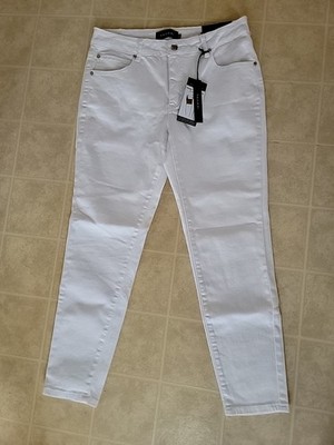 Tahari Jeans Womens 12/31 White Chole Fit solution Button Skinny Comfort NEW