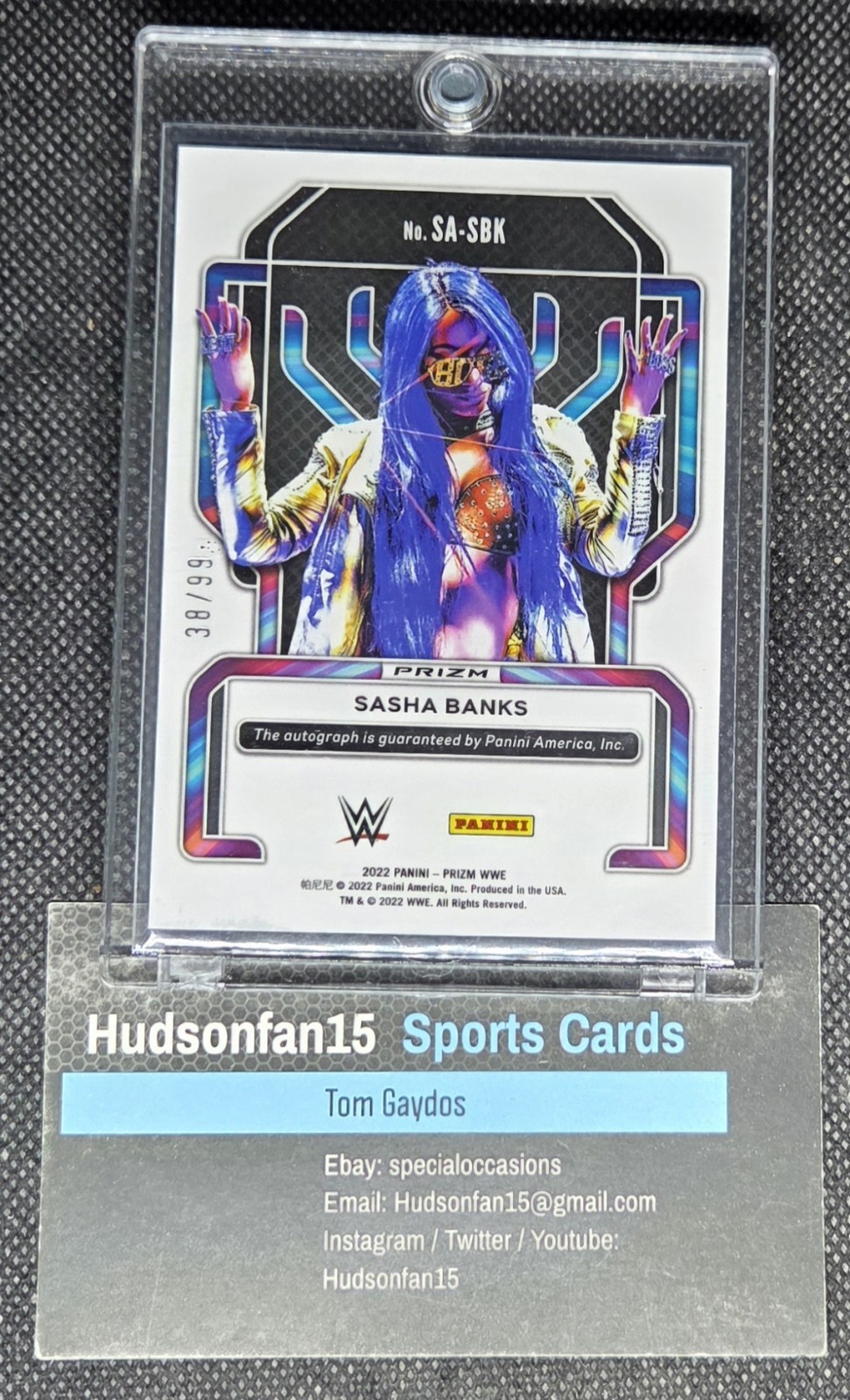 Sasha Banks 2022 Panini Prizm WWE Superstar Autographs #SA-SBK Red Prizm 38/99  view 2